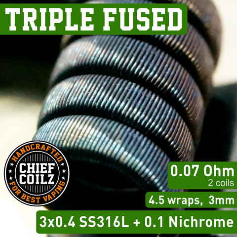 CHIEF COILZ Triple Fused 0.07 Ohm (for RDA) - Vaporello.com
